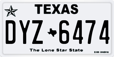 TX license plate DYZ6474
