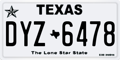 TX license plate DYZ6478