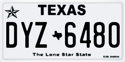 TX license plate DYZ6480