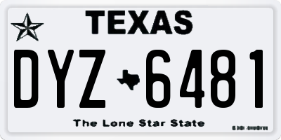 TX license plate DYZ6481