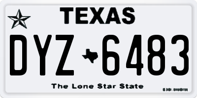 TX license plate DYZ6483