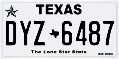 TX license plate DYZ6487