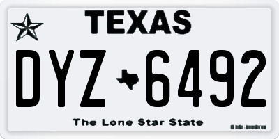 TX license plate DYZ6492