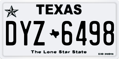TX license plate DYZ6498