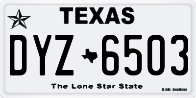 TX license plate DYZ6503