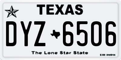 TX license plate DYZ6506