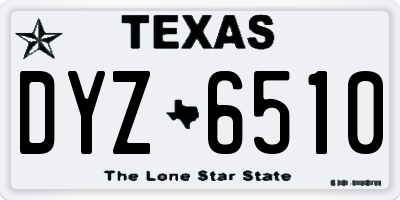 TX license plate DYZ6510