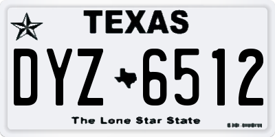 TX license plate DYZ6512