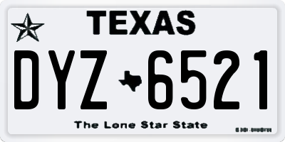 TX license plate DYZ6521