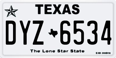 TX license plate DYZ6534