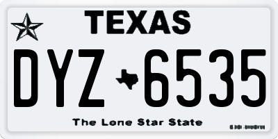 TX license plate DYZ6535