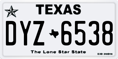 TX license plate DYZ6538