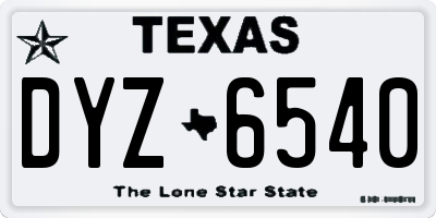 TX license plate DYZ6540