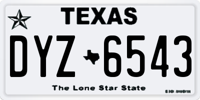 TX license plate DYZ6543