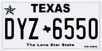 TX license plate DYZ6550