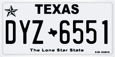 TX license plate DYZ6551