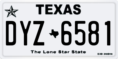 TX license plate DYZ6581