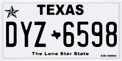 TX license plate DYZ6598