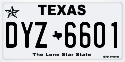 TX license plate DYZ6601
