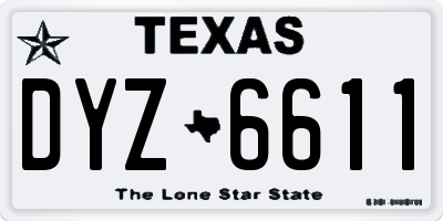 TX license plate DYZ6611