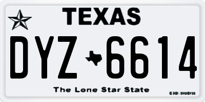TX license plate DYZ6614