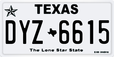 TX license plate DYZ6615