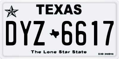 TX license plate DYZ6617