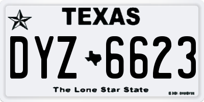 TX license plate DYZ6623