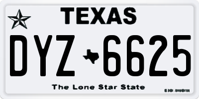 TX license plate DYZ6625