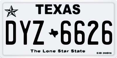 TX license plate DYZ6626