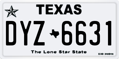 TX license plate DYZ6631
