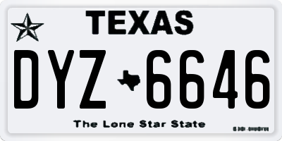 TX license plate DYZ6646