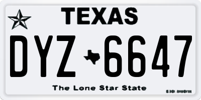 TX license plate DYZ6647
