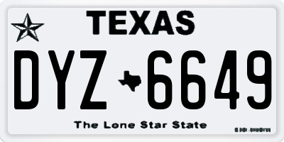 TX license plate DYZ6649