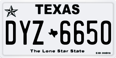 TX license plate DYZ6650