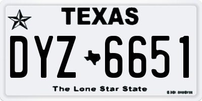 TX license plate DYZ6651