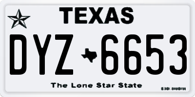 TX license plate DYZ6653