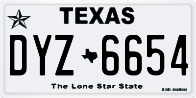 TX license plate DYZ6654
