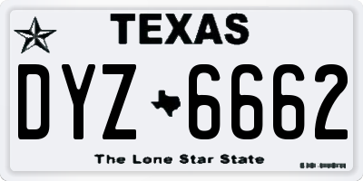 TX license plate DYZ6662