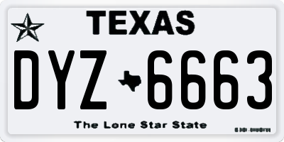 TX license plate DYZ6663