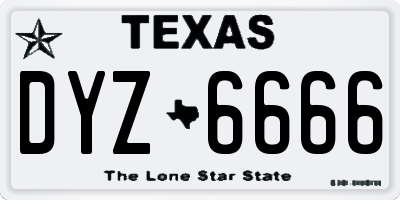 TX license plate DYZ6666