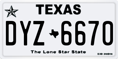 TX license plate DYZ6670