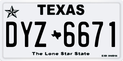 TX license plate DYZ6671
