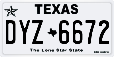 TX license plate DYZ6672