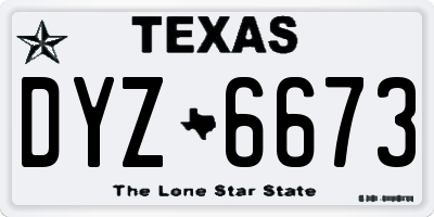 TX license plate DYZ6673