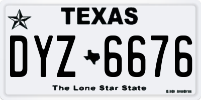 TX license plate DYZ6676