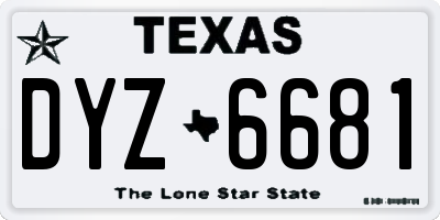 TX license plate DYZ6681