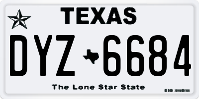 TX license plate DYZ6684