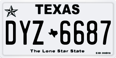TX license plate DYZ6687
