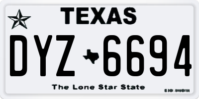 TX license plate DYZ6694